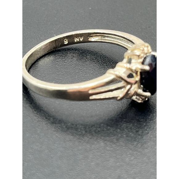 NV Signed Prong Set Oval Sapphire 925 Sterling Silver Ring Sz 9.50 - Picture 9 of 9